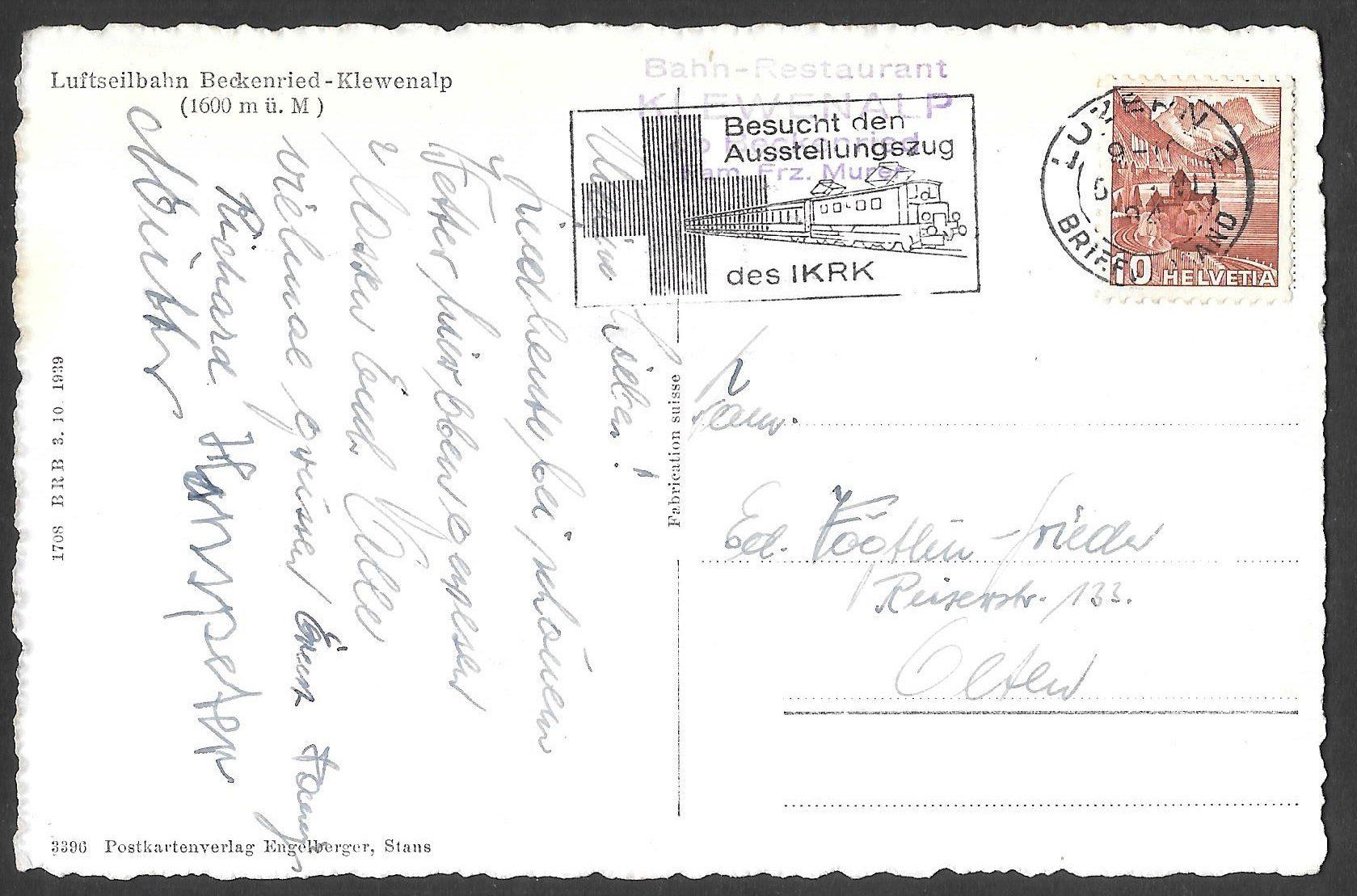 Cartoline postali: Luftseilbahn Beckenried - Klewenalp – Usato da Olten venduto da clotaldi 1