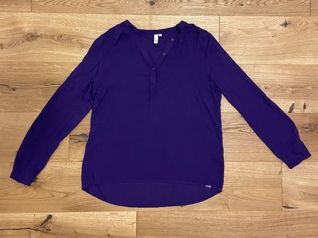 s.Oliver Dunkelviolette Bluse mit langen Ärmeln, Grösse 38