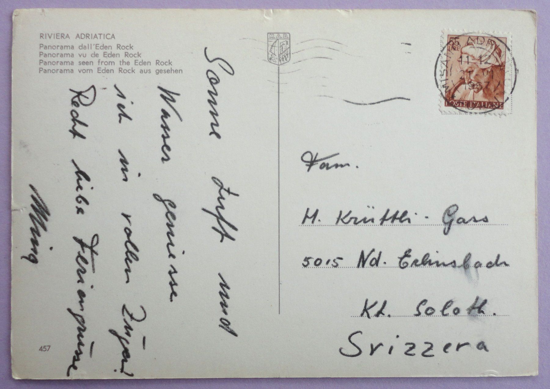 Cartoline postali: Riviera Adriatica - Panorama dall' Eden Rock – Difettoso da Fétigny venduto da Billy2miny 1