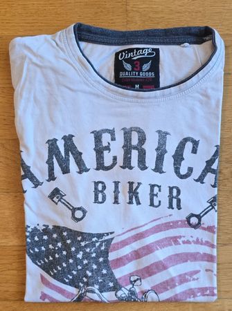 Vintage Biker T-Shirt America USA Flag Herren Gr. M Weiss