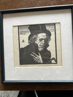 Originale Linolschnitt Grafik "Beethoven" gerahmt, Rarität!