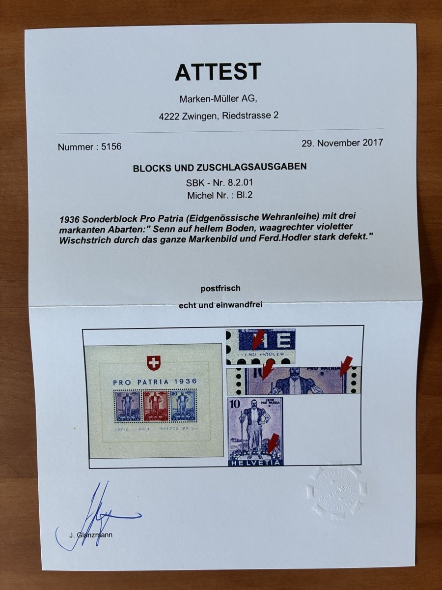 Tutti i francobolli: Abart 1936 Sonderblock Pro Patria – Nuovo (secondo la descrizione) da Basel venduto da luginbhl1431 2