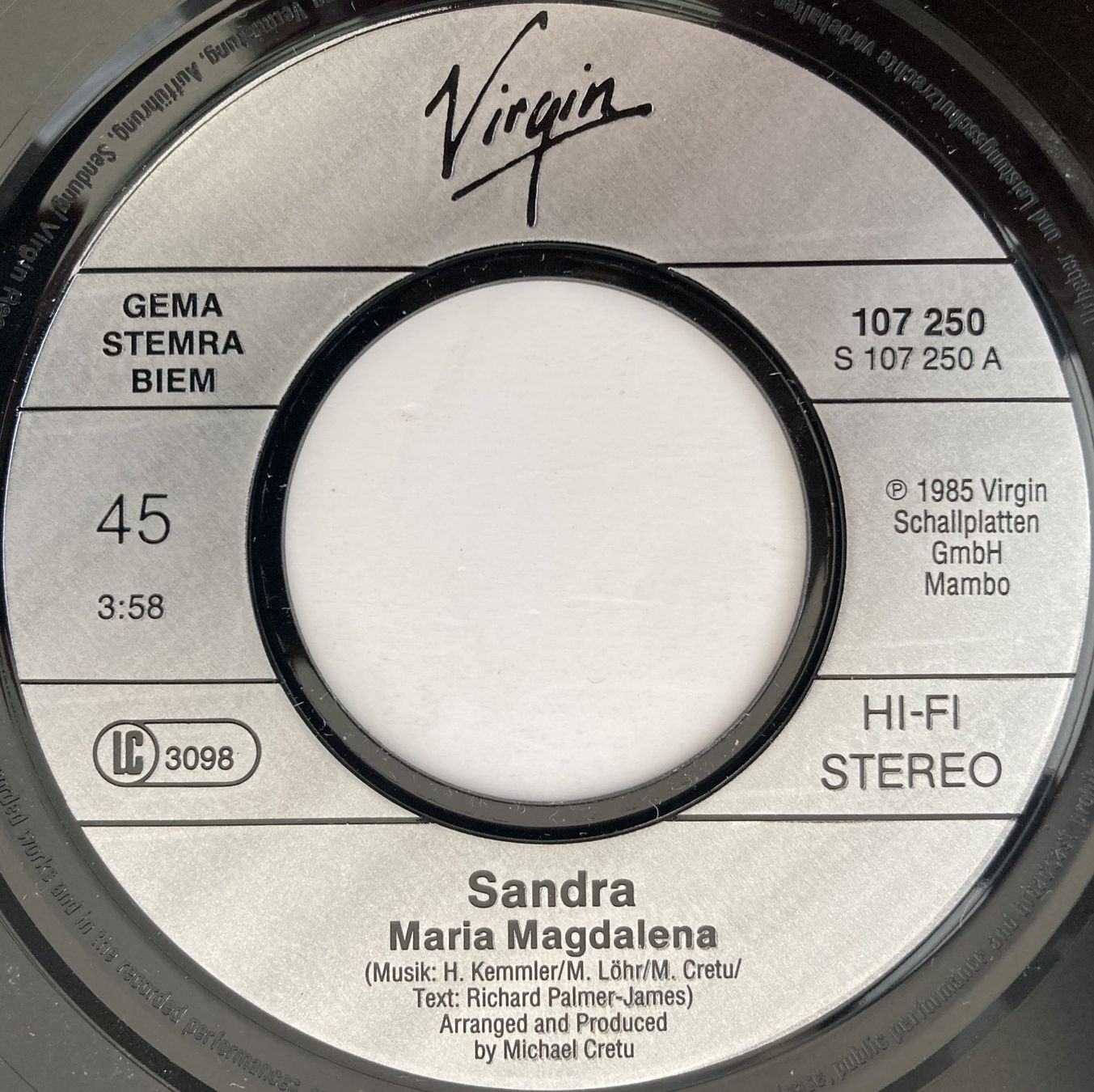 Schallplatten: SANDRA - MARIA MAGDALENA – Gebraucht aus Bottens von hotter-than-hell 2