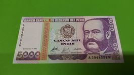 Peru 5000 Intis Banknote, Jahrgang 1988, Top