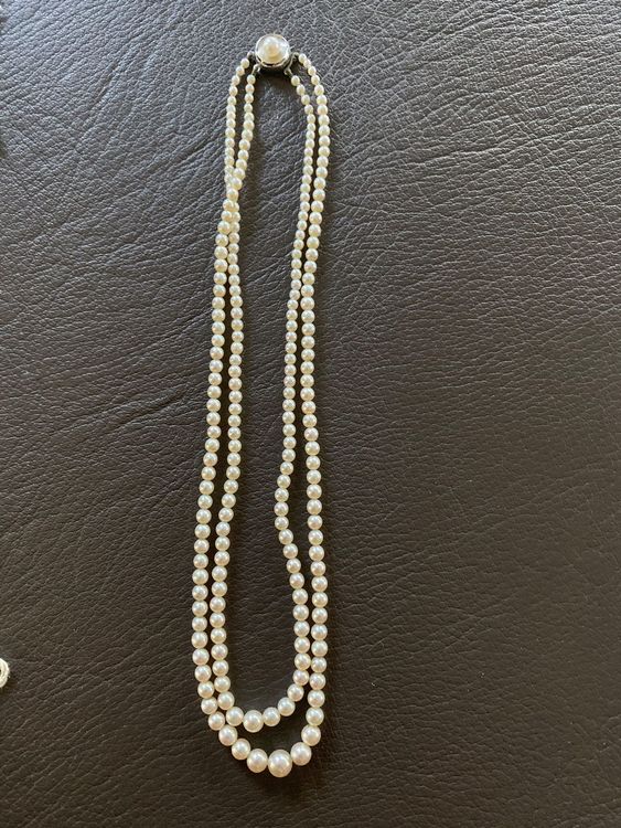 Collier Argent 925 Clio Blue Années 80 - Chaîne Avec Perles D'Argent, Longueur 53 Cm