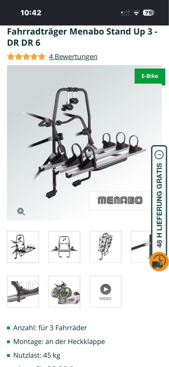 Supporti per biciclette: Fahrradträger Menabo Stand Up 3 – Usato da Emmenbrücke venduto da Karnak02 2