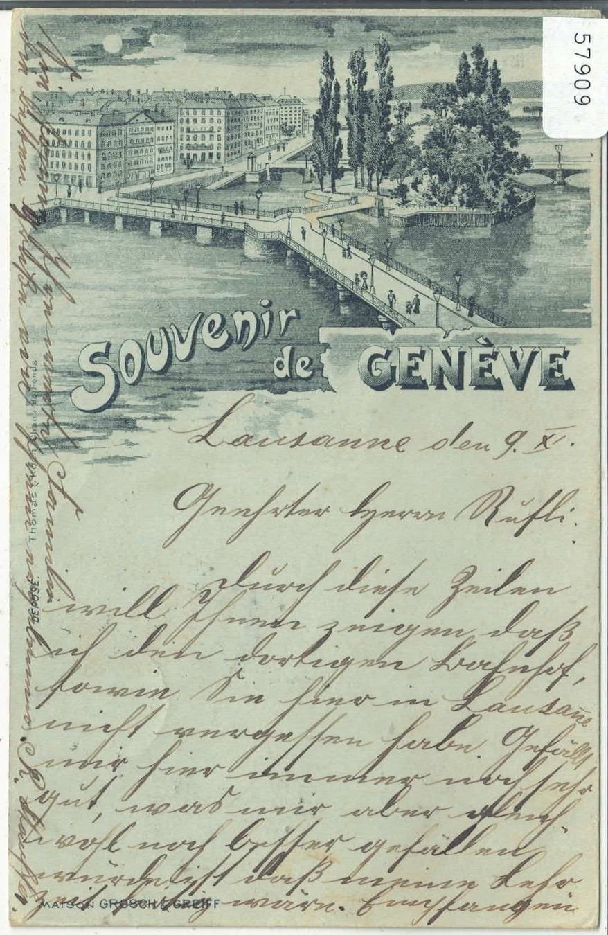 Cartoline postali: Souvenir de Geneve - Litho 1898 – Usato da Ettingen venduto da Kartenplanet