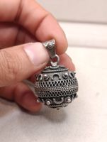 Vintage 925er Silber Kugel Anhänger mit Klingelton Top