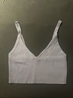 Zara Lilac Ribbed Top V-Ausschnitt