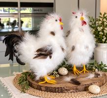 2 Stk. Osterdeco Huhn Hühner Federn