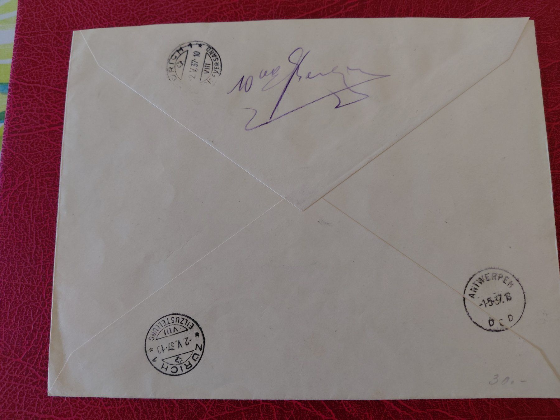 Tutti i francobolli: Toller Brief Belgien 1937 – Usato da Horw venduto da Onurb008 1