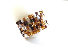 🟢 NEUF bague tissée en perles Perlenring NEU Handarbeit 58