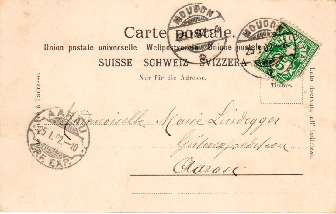Cartoline postali: Souvenir de Moudon 1902 – Usato da Wolhusen venduto da Curver9 1
