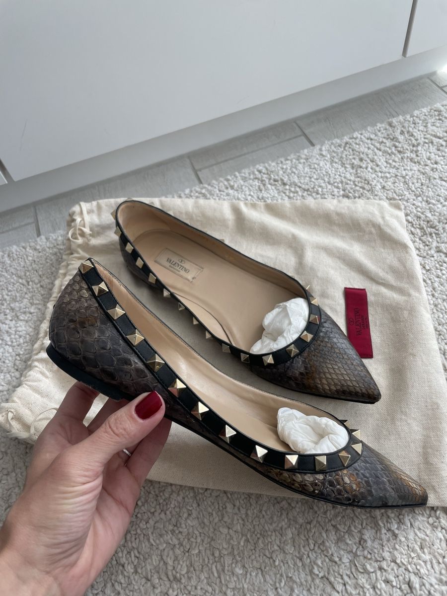 Valentino Scarpe da donna: Valentino Rockstud Ballerinas Python leder Gr. 39.5 Top! – Usato da Port venduto da Flaconoir 1