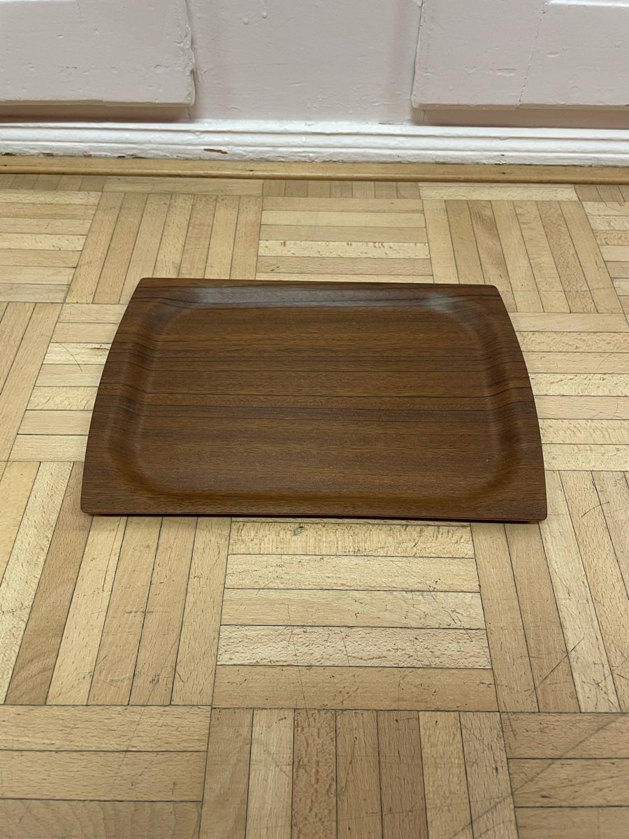 Piatti di portata: Schlichtes Teakholz Tablett vintage Serviertablett 60er 70er – Usato da Zürich venduto da Vintagewiesel 1