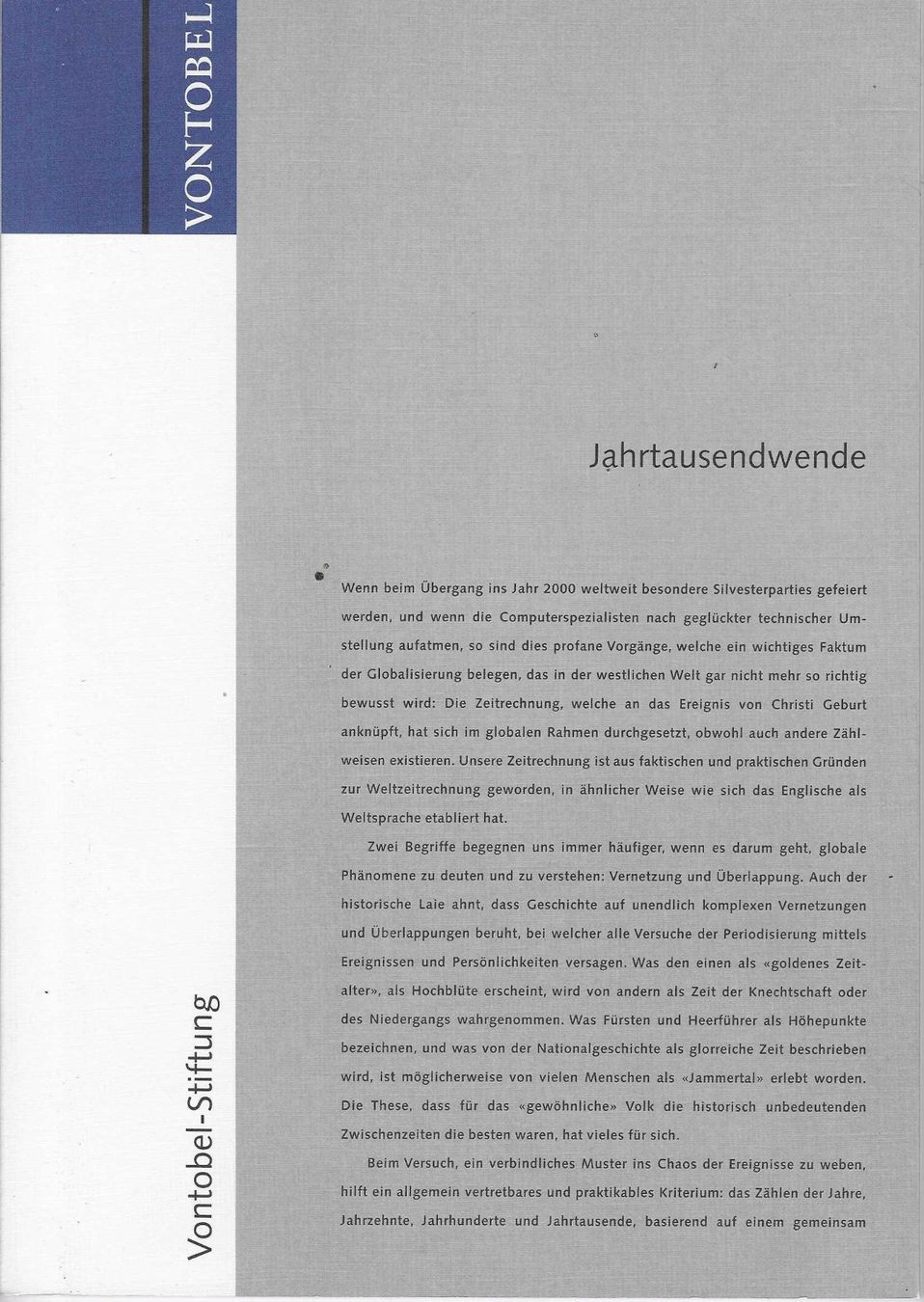 Bücher: Jahrtausendwende - Vontobel Stiftung – Gebraucht aus Flims - Dorf von Stagediver