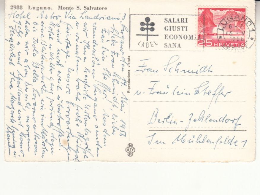 Ansichtskarten: Lugano 1956 – Gebraucht aus Bürglen TG von StampGraf 1