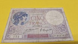 Französische 5 Franc Note, 1925, Seltenes Sammlerstück!
