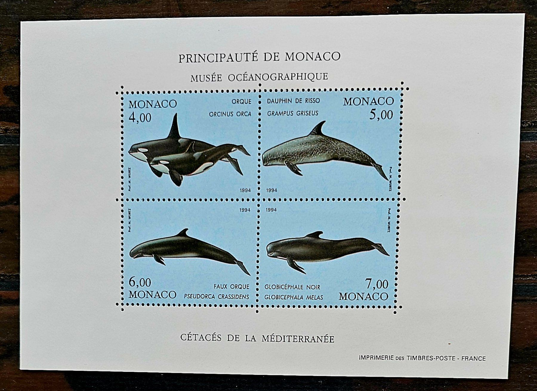 Alle Briefmarken: MONACO Bloc ** Musee Oceanographique - Cétacés, 1994 – Neu (gemäss Beschreibung) aus Les Valettes von Nuba1