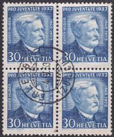 1932, J64, Viererblock gestempelt Erlenbach, Kat: 60.-