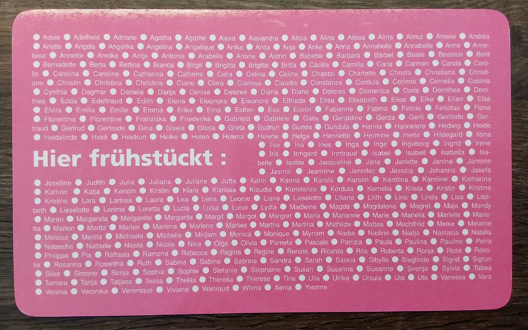 Piatti di portata: Frühstücksbrettchen Motiv Mädchennamen rosa – Usato da Köniz venduto da scopello12