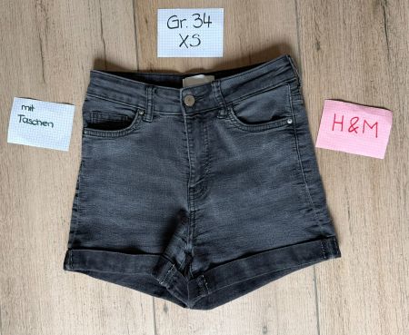 Shorts H&M Jeans, grau, Grösse 34 XS mit Taschen