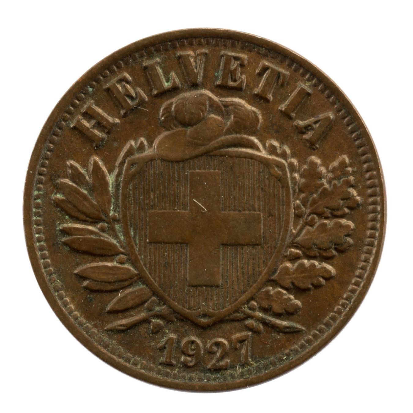 Tutti le monete: Schweiz / Suisse - 2 Rappen - 1927 – Usato da Rotkreuz venduto da Swiss-Coins