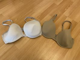 2 Büstenhalter BHs Grösse 85D Beldona Beige & Weiss
