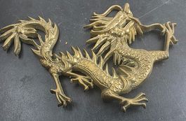 Goldener chinesischer Drache aus massivem Messing