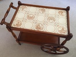 Antiker Servierwagen, Teewagen mit Fliesen - Vintage!