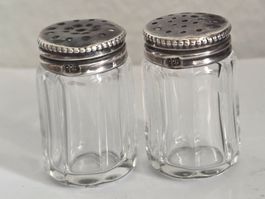 Salz- und Pfefferstreuer Set Glas mit 925 Silberdeckel