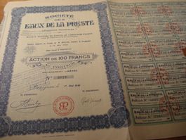 Alte Aktie Frankreich 1930, Eaux de la Preste, Pyrenees Orie