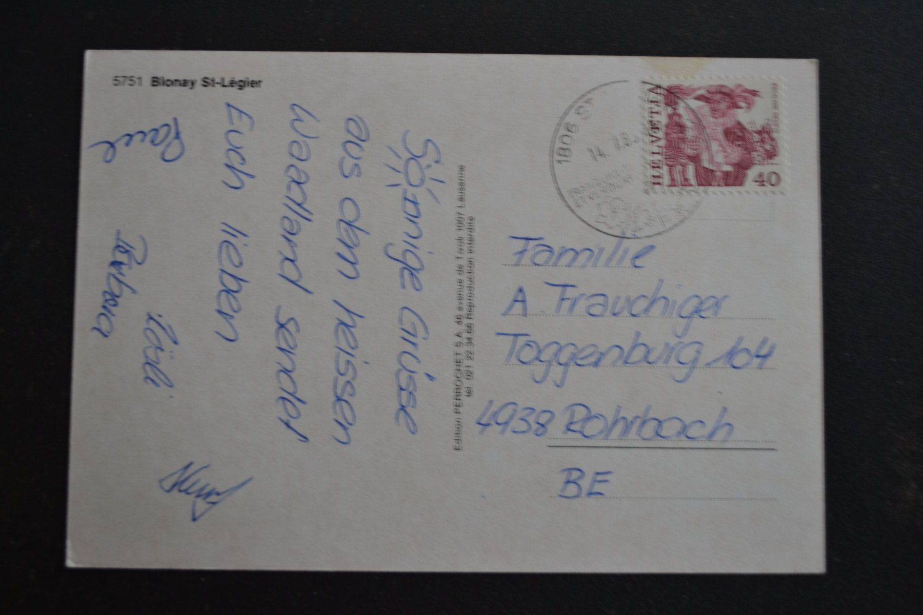Cartoline postali: AK Blonay St.- Legier – Usato da Beinwil am See venduto da kajak55 1