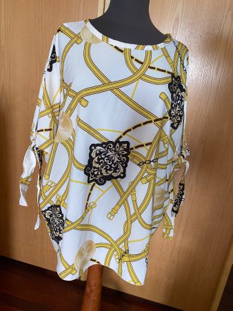 Luftige Bluse Raglanärmel Sonnengelbes Muster Gr. XL