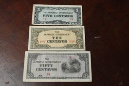 The Japanese Government 5/10/50 centavos
