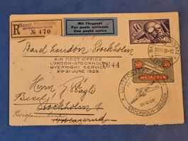 Eingeschriebner Flugpostbrief 1928 Basel-London-Stockholm