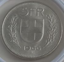 5 Franken 1966 Silber Münze "Helvetia" für Sammler.