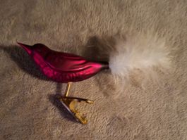 Weihnachtsbaumschmuck Vogel mit Federclip, Glas, neuwertig