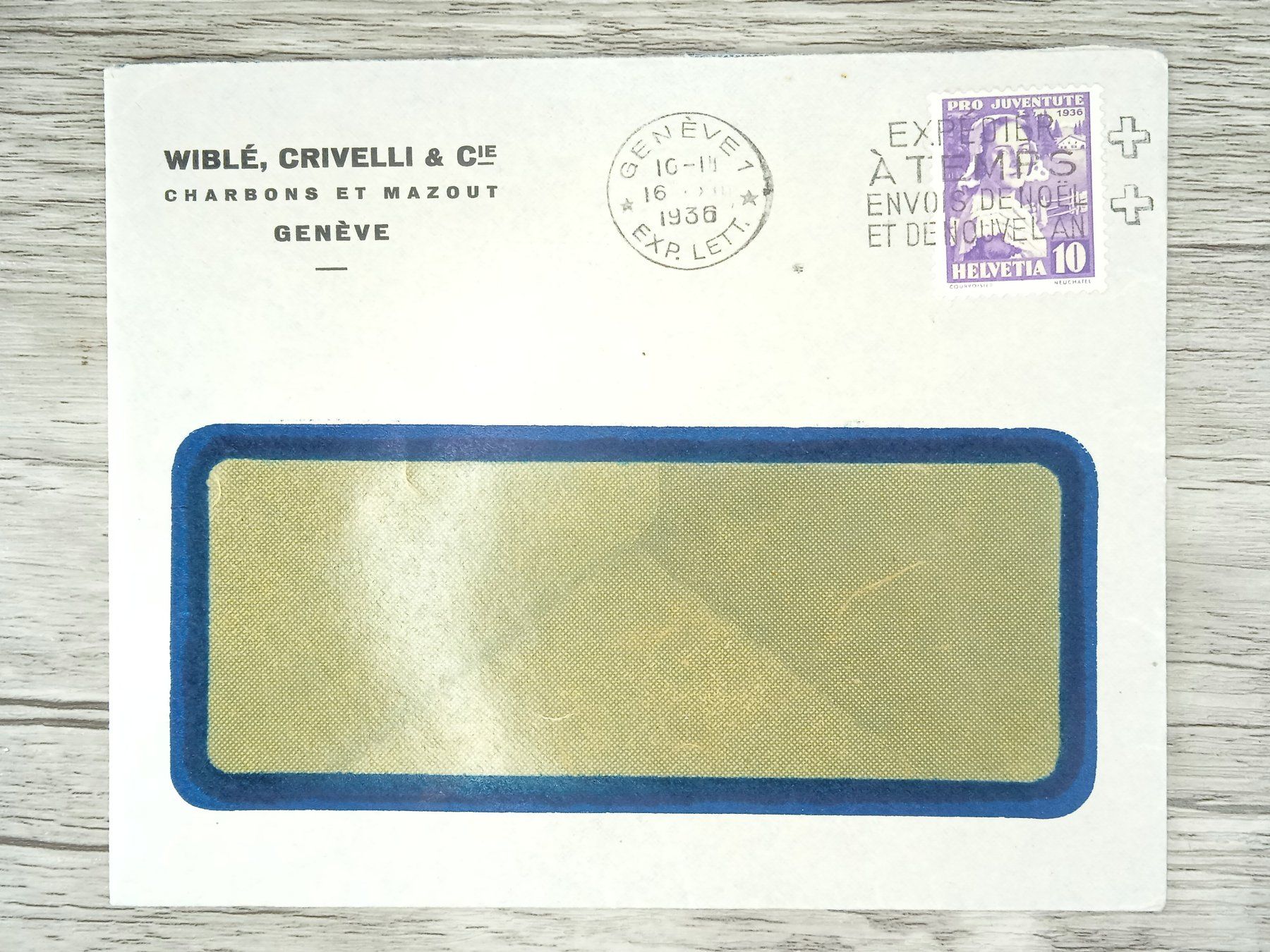 Tous les timbres: TR02 Enveloppe + Timbre Suisse 1936 – D'occasion à Cousset par Patrick_Collections