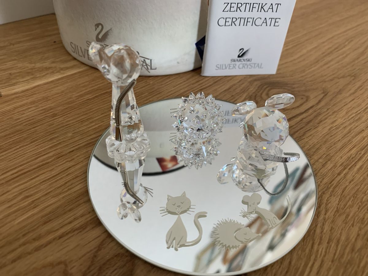 Swarovski Figuren: Swarovski 3er Set Katze, Maus, Igel mit Spiegel – Neu (gemäss Beschreibung) aus Breitenbach von tinkerbell25 1