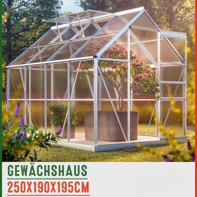 Treibhaus - 250x190x195cm mit Fundament 2