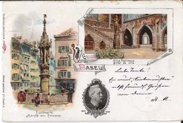 Karte Basel (Fischmarkt u. altes Rathaus1898)