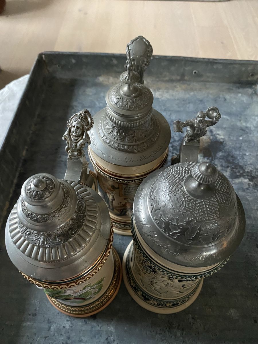 Bicchieri: Antiker Bierkrüge mit Zinndeckel, – Usato da Embrach venduto da bea_8424 8