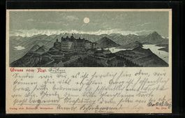 Mondschein-Lithographie Rigi, Ortsansich