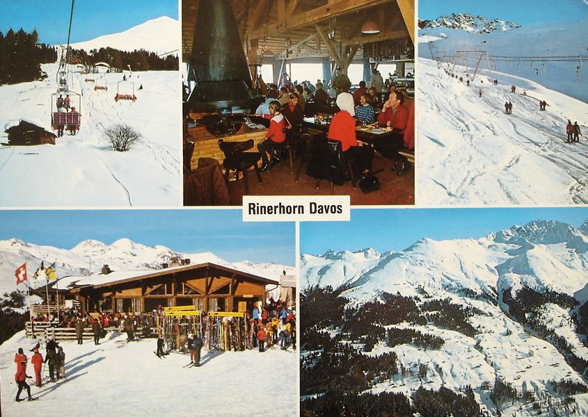 Cartoline postali: DAVOS Rinerhorn, Sessellift, Skilift – Usato da Jona venduto da philajona