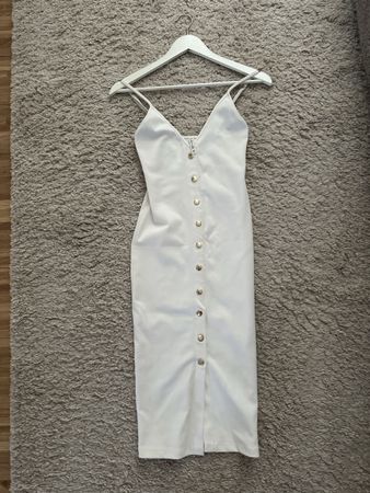 Sommerliches, weisses Kleid mit goldenen Knöpfen, Gr. S/M