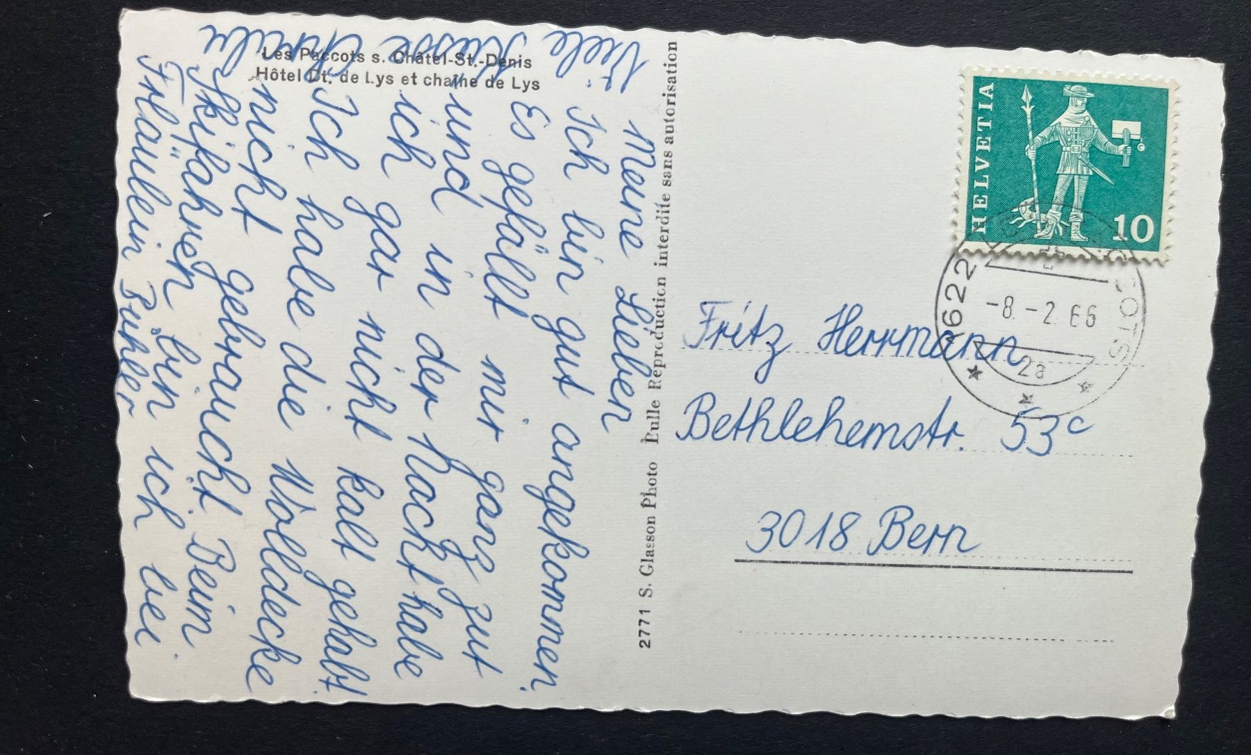Cartoline postali: Chatel-St.-Denis, Les Paccots/ Hotel Dt de Lys/ Autobus – Usato da Ostermundigen venduto da DaxKarten-75 1