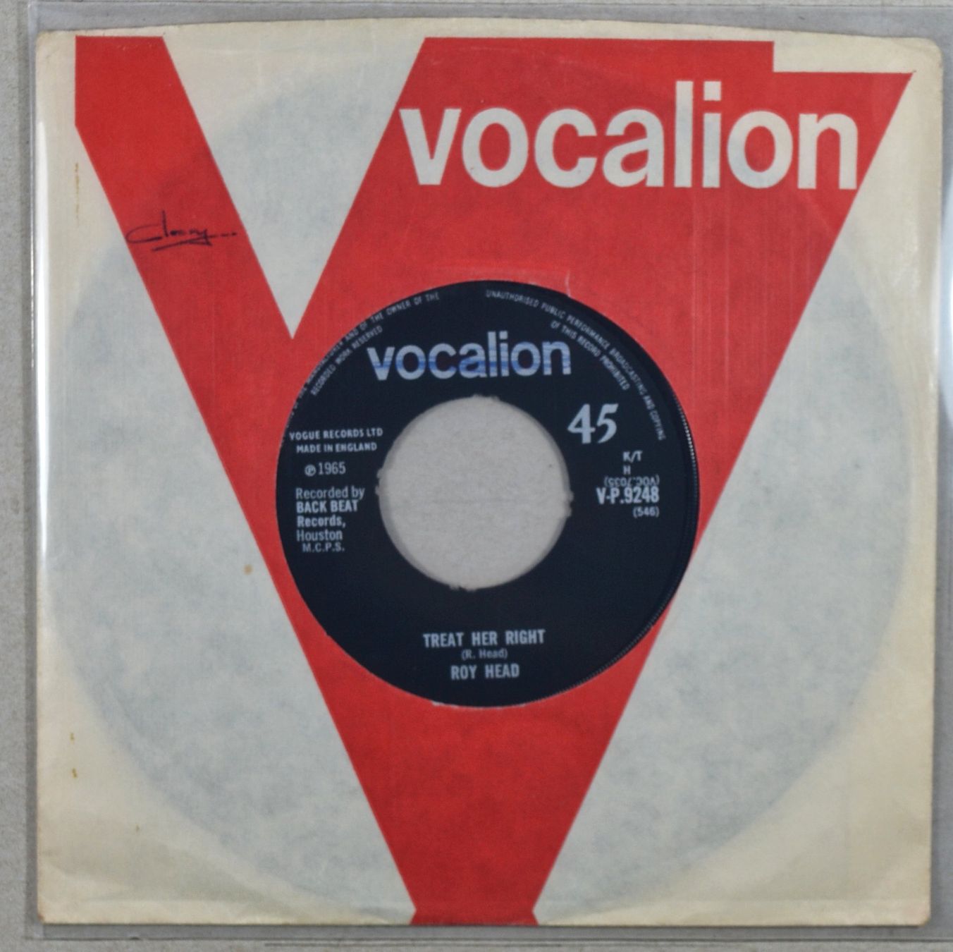 Dischi in vinile: Single: ROY HEAD - Treat Her Right – Usato da Frenkendorf venduto da Yard-Sale-2000