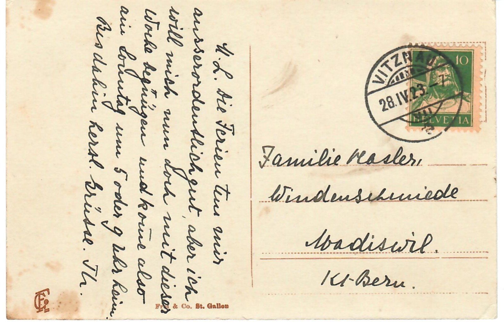 Cartoline postali: Vitznau am Vierwaldstättersee – Usato da Zweisimmen venduto da jakobsweg 1