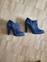 Blaue Wildleder Stiefeletten, Gr. 37, Made in Italy